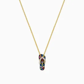 14K Gold Multi Sapphire and Diamond Flip Flop Pendant, 0.53 TCW