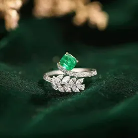 18K White Gold Emerald Diamond Ring (Accept Pre-order)