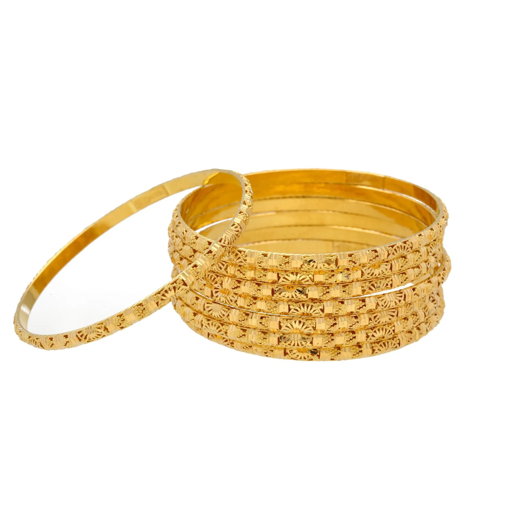 22K Gold Bangles Set of Twelve, 136gm