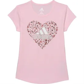 Adidas Big Girl's Pink Logo Graphic Pint Cotton Active T-Shirt