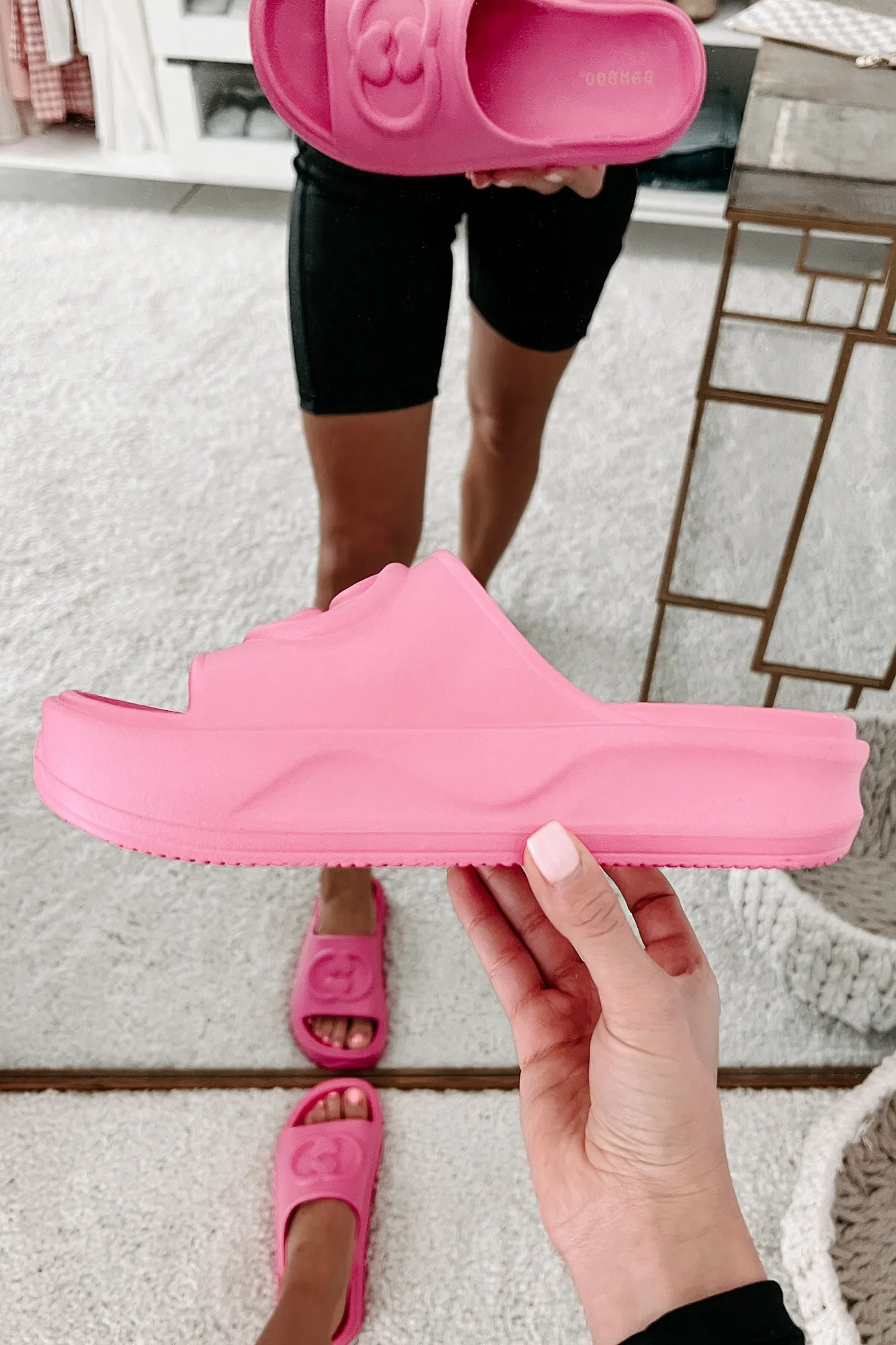 Always Chill PVC Platform Slide Sandals (Hot Pink)