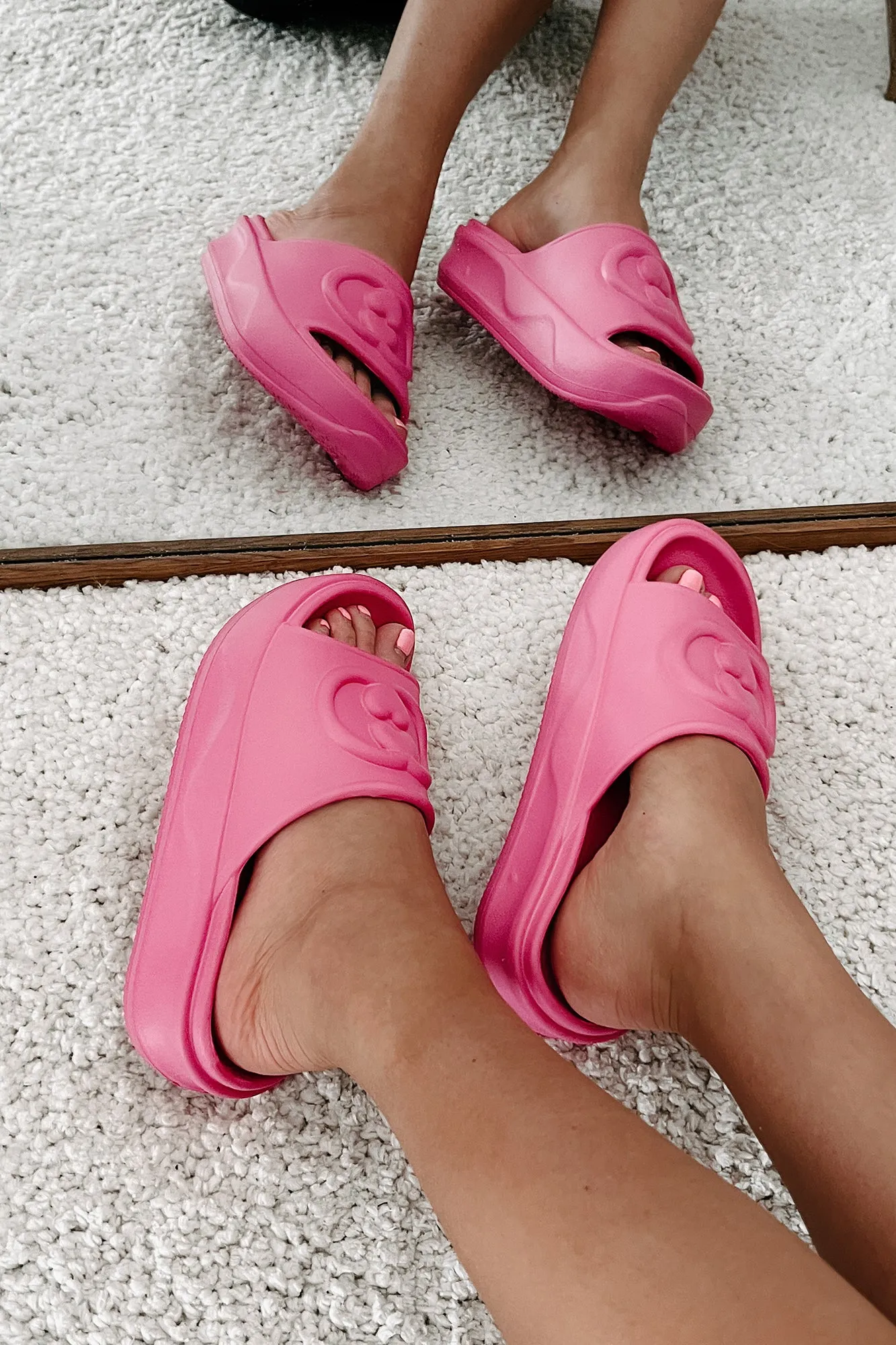 Always Chill PVC Platform Slide Sandals (Hot Pink)