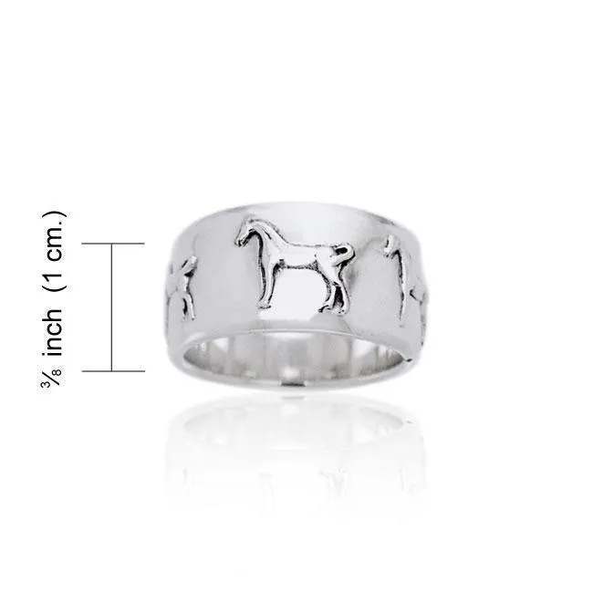 Arabian Flip Tail Horse Silver Ring TRI652