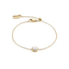 Birthstone April Bracelet White Quartz Gold