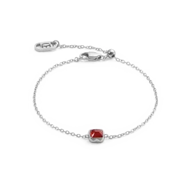 Birthstone January Bracelet Red Agate Silver