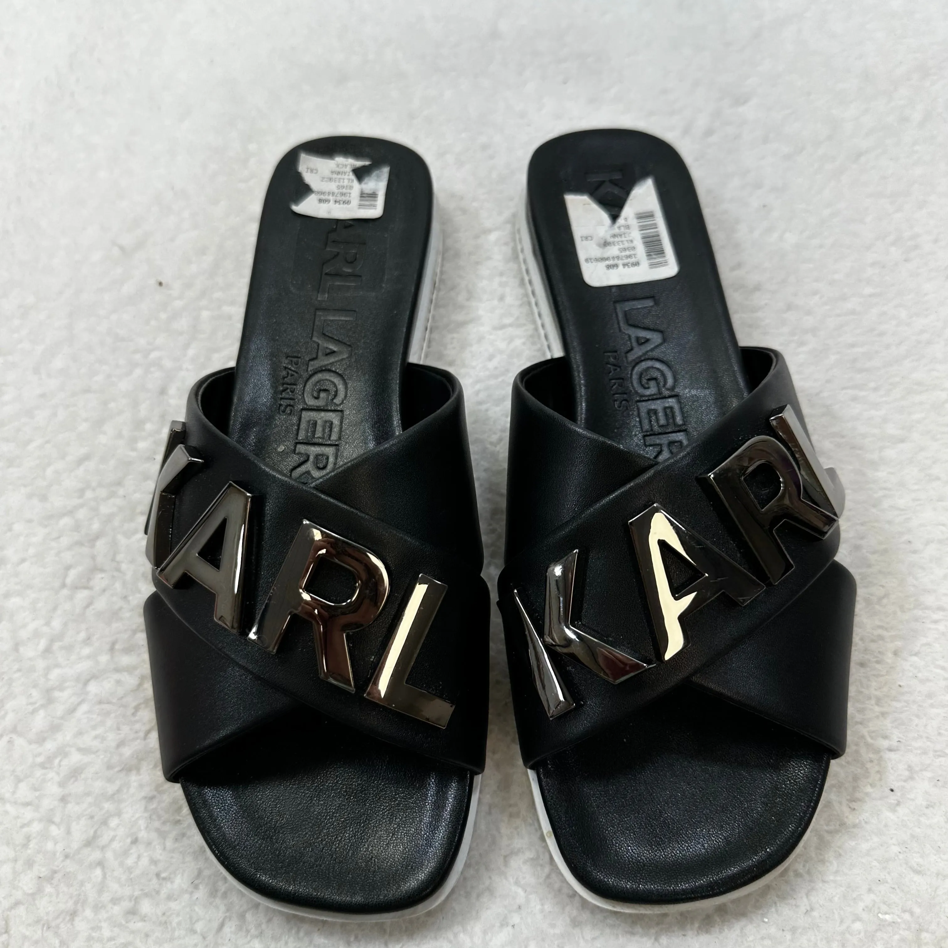 Black Sandals Flip Flops Karl Lagerfeld, Size 8.5