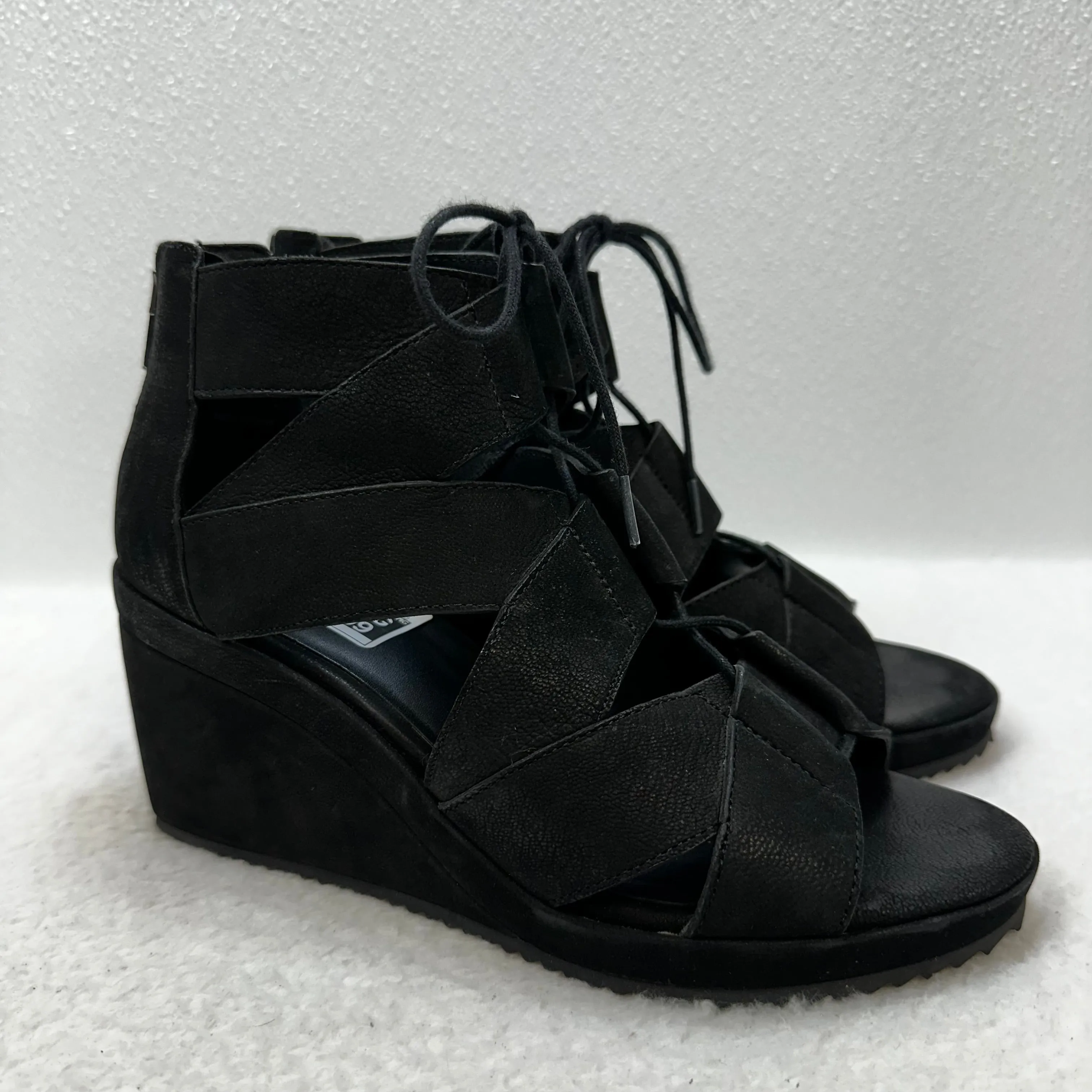 Black Shoes Heels Wedge Eileen Fisher, Size 7.5