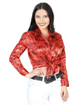 Blusa Casual Manga Larga Estampada Rojo para Mujer 'El Señor de los Cielos' - ID: 44597