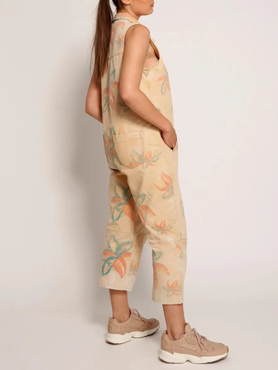 Casual Printed Sleeveless Jumpsuit