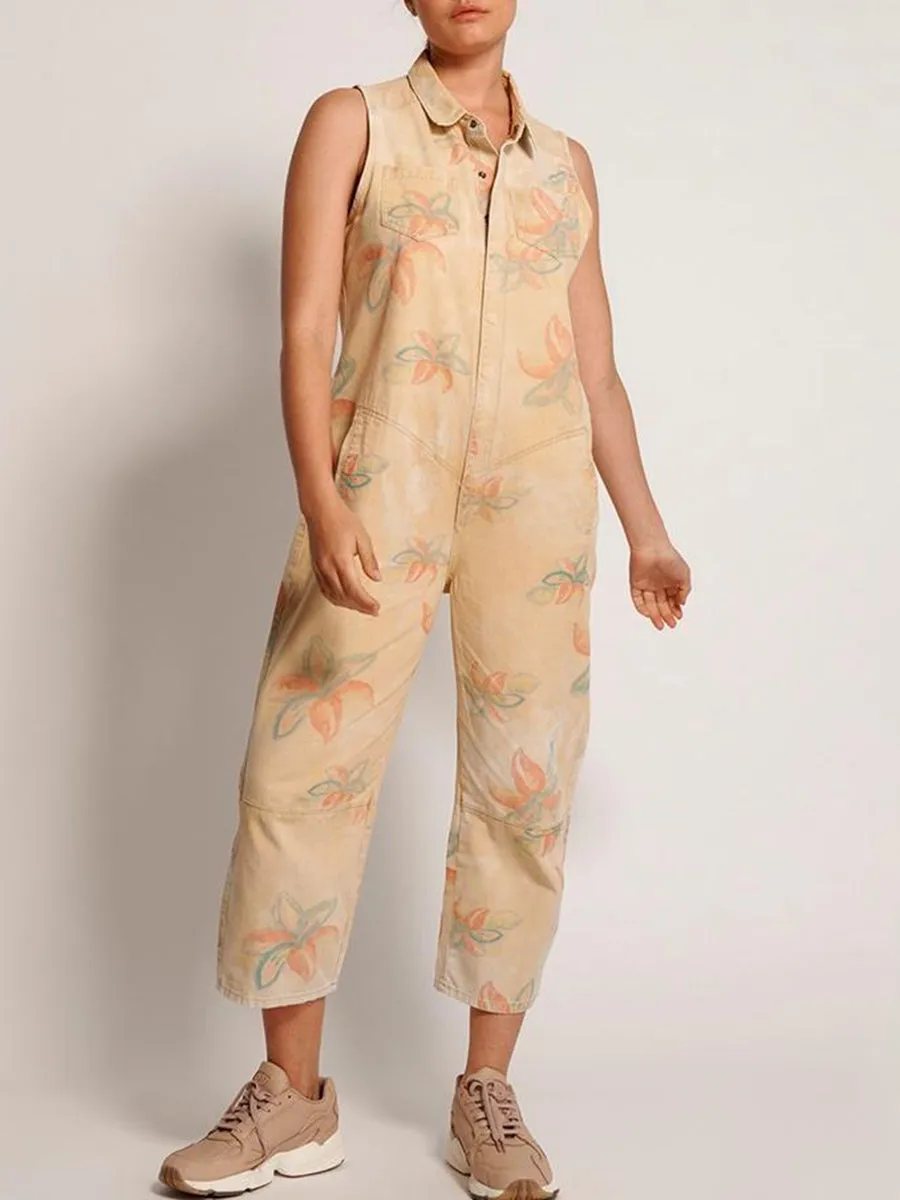 Casual Printed Sleeveless Jumpsuit