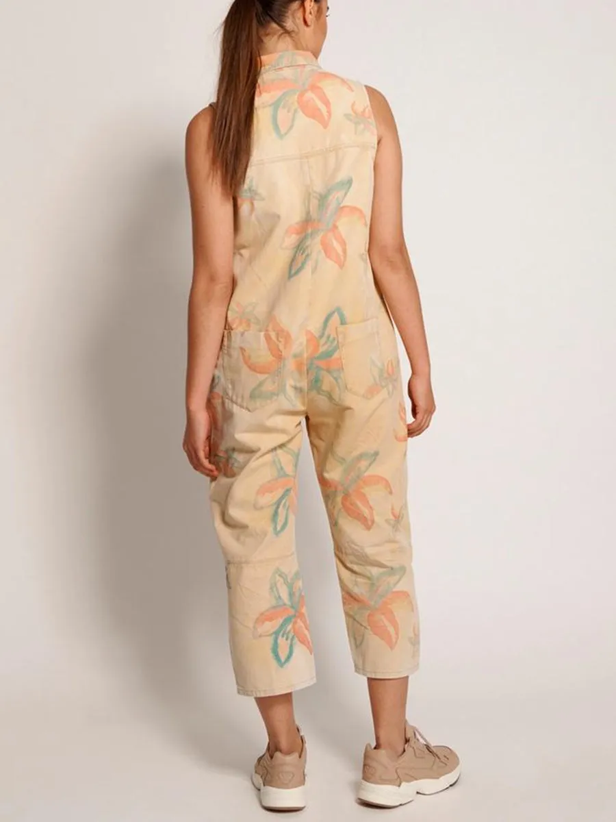 Casual Printed Sleeveless Jumpsuit