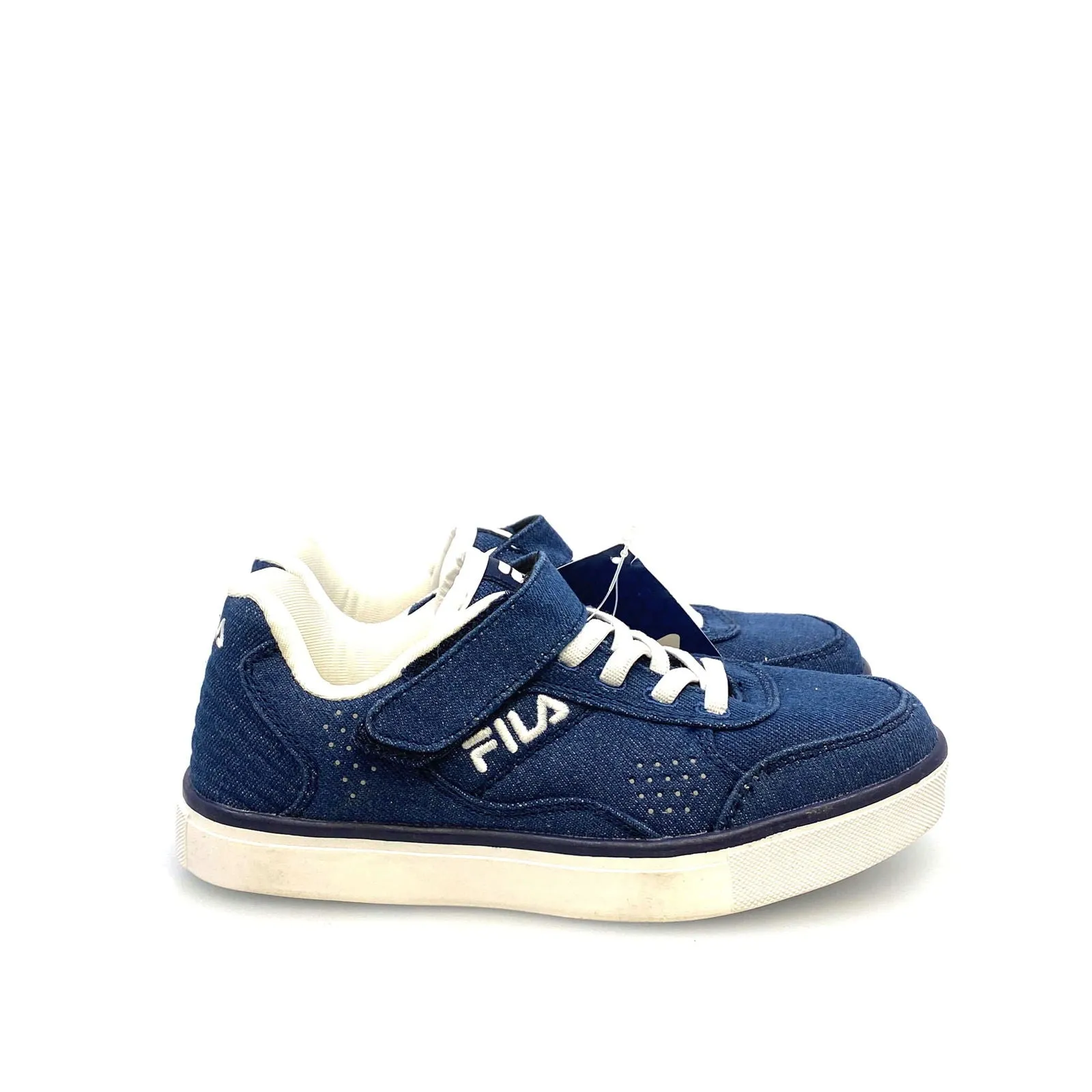 Fila Kids Memory Foam “Enkoro 2” Size 2 Blue Denim Lace-Up & Strap Shoes