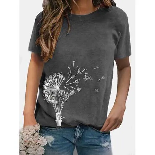 Flower Print Casual T-shirt