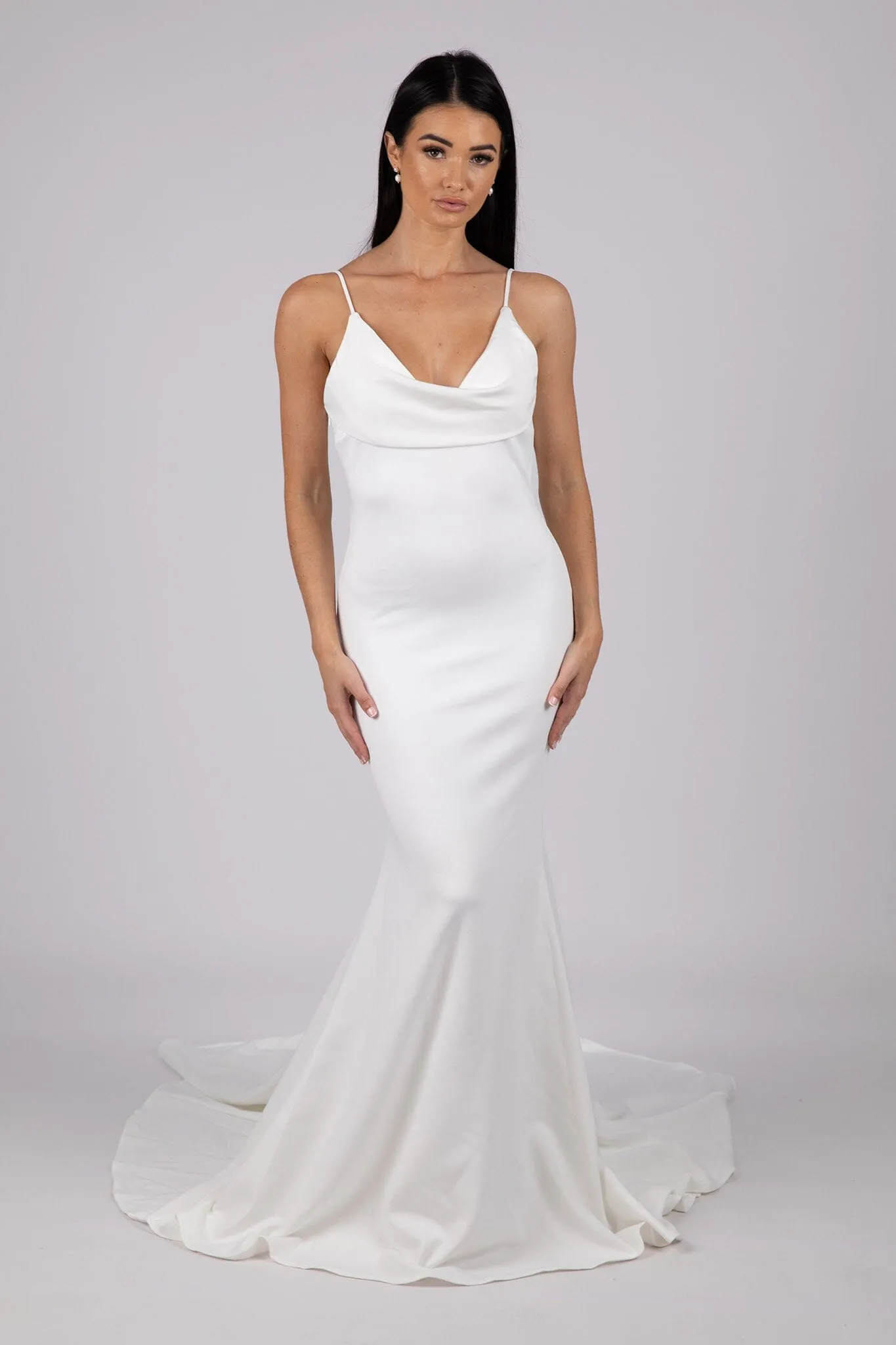 GRACIE Cowl Neck Crepe Gown - Ivory (XS - Ex-display Sale)