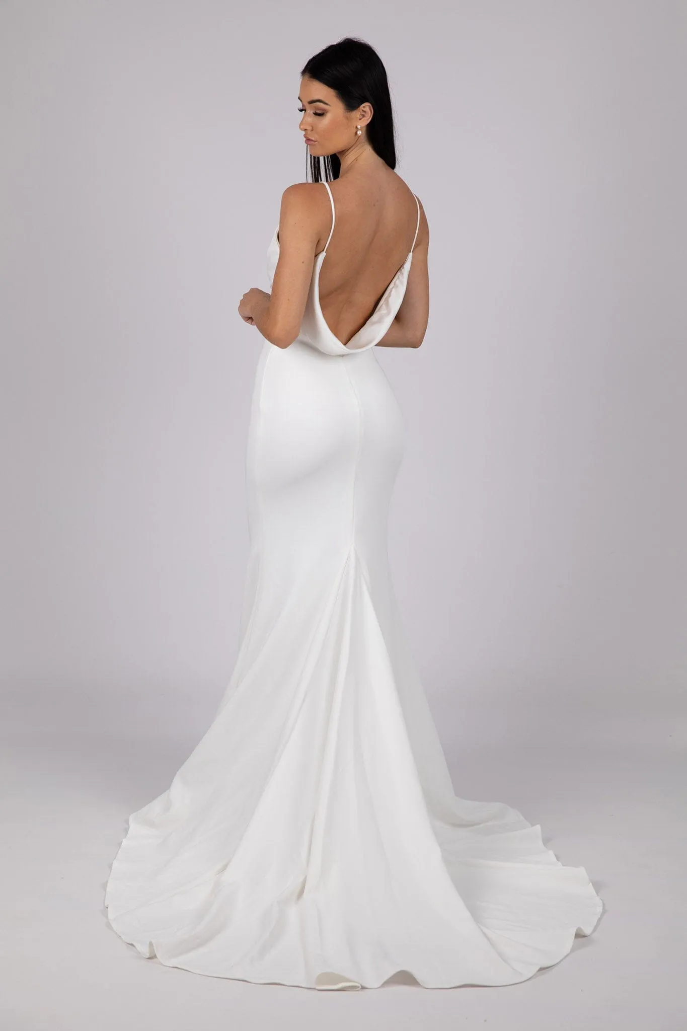 GRACIE Cowl Neck Crepe Gown - Ivory (XS - Ex-display Sale)