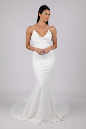 GRACIE Cowl Neck Crepe Gown - Ivory (XS - Ex-display Sale)