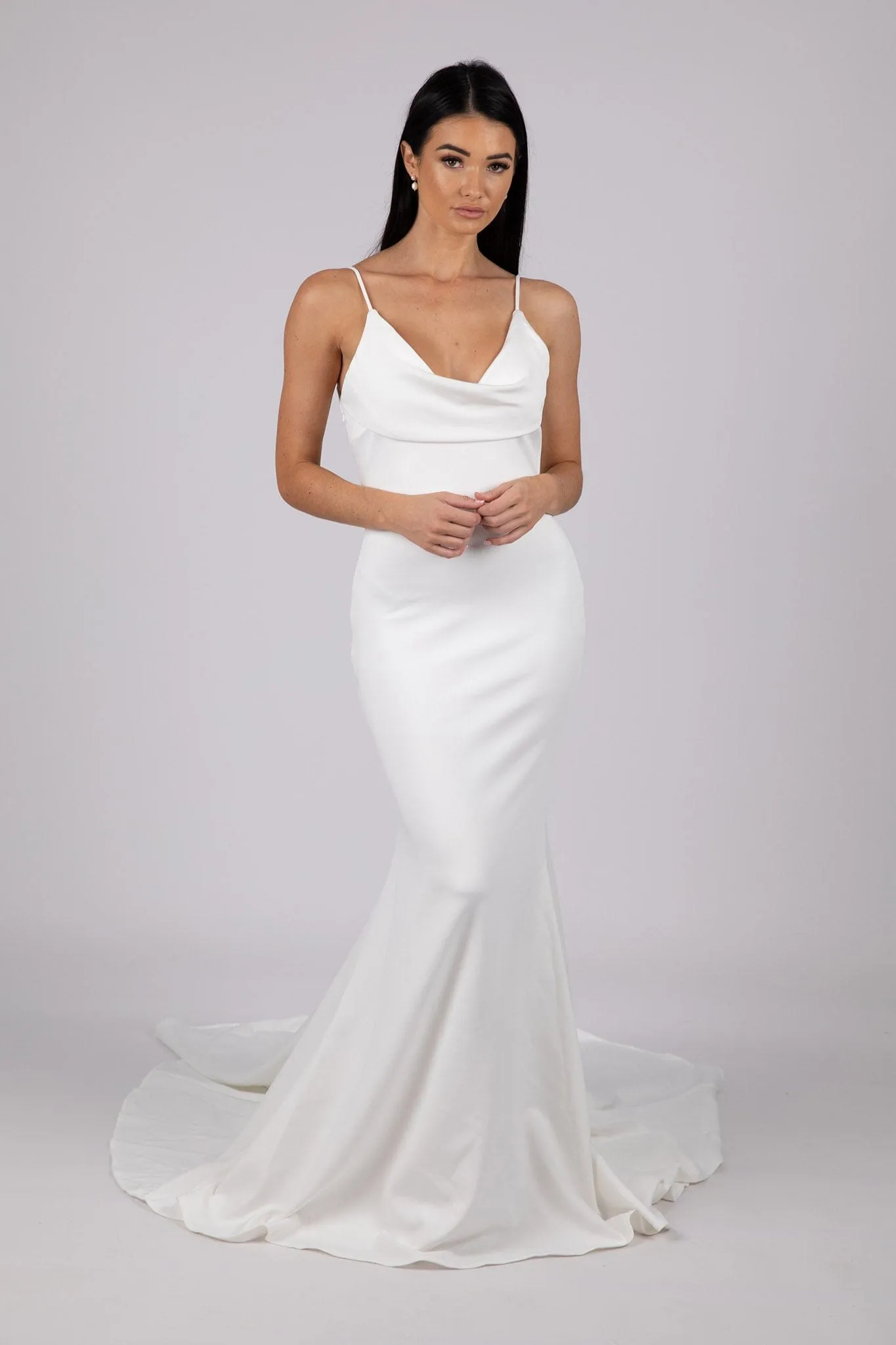 GRACIE Cowl Neck Crepe Gown - Ivory (XS - Ex-display Sale)