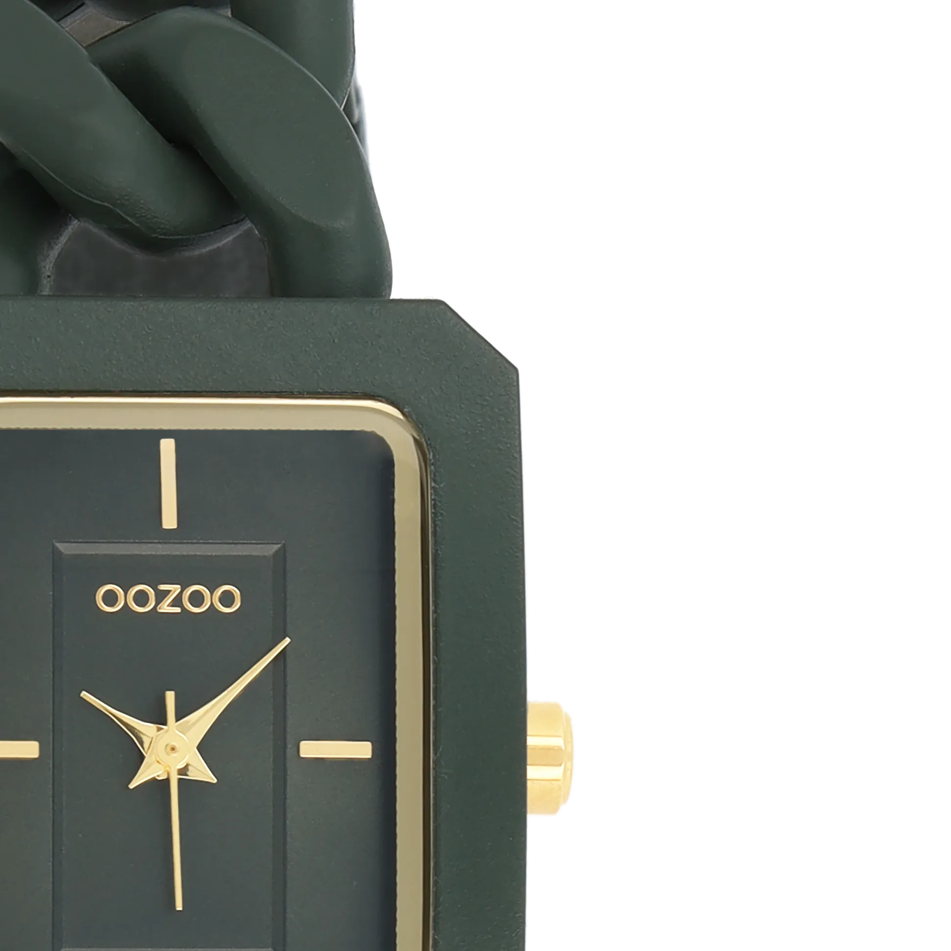 Green OOZOO watch with green chain bracelet - C11279