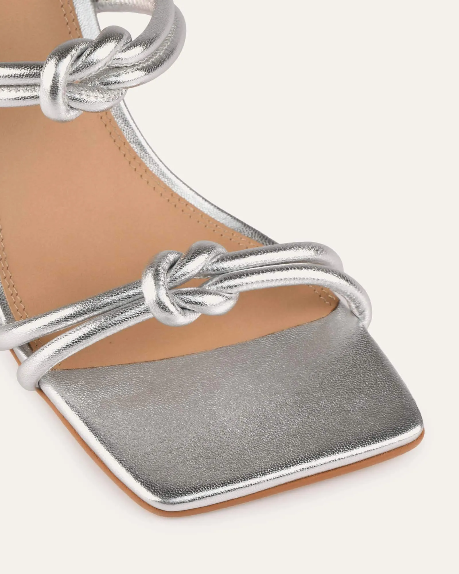 HARLOW HIGH HEEL SANDALS SILVER LEATHER