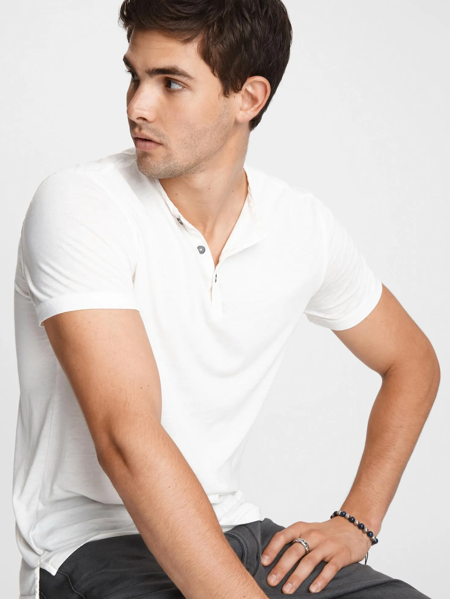 John Varvatos - The Short Sleeve Burnout Henley Tee