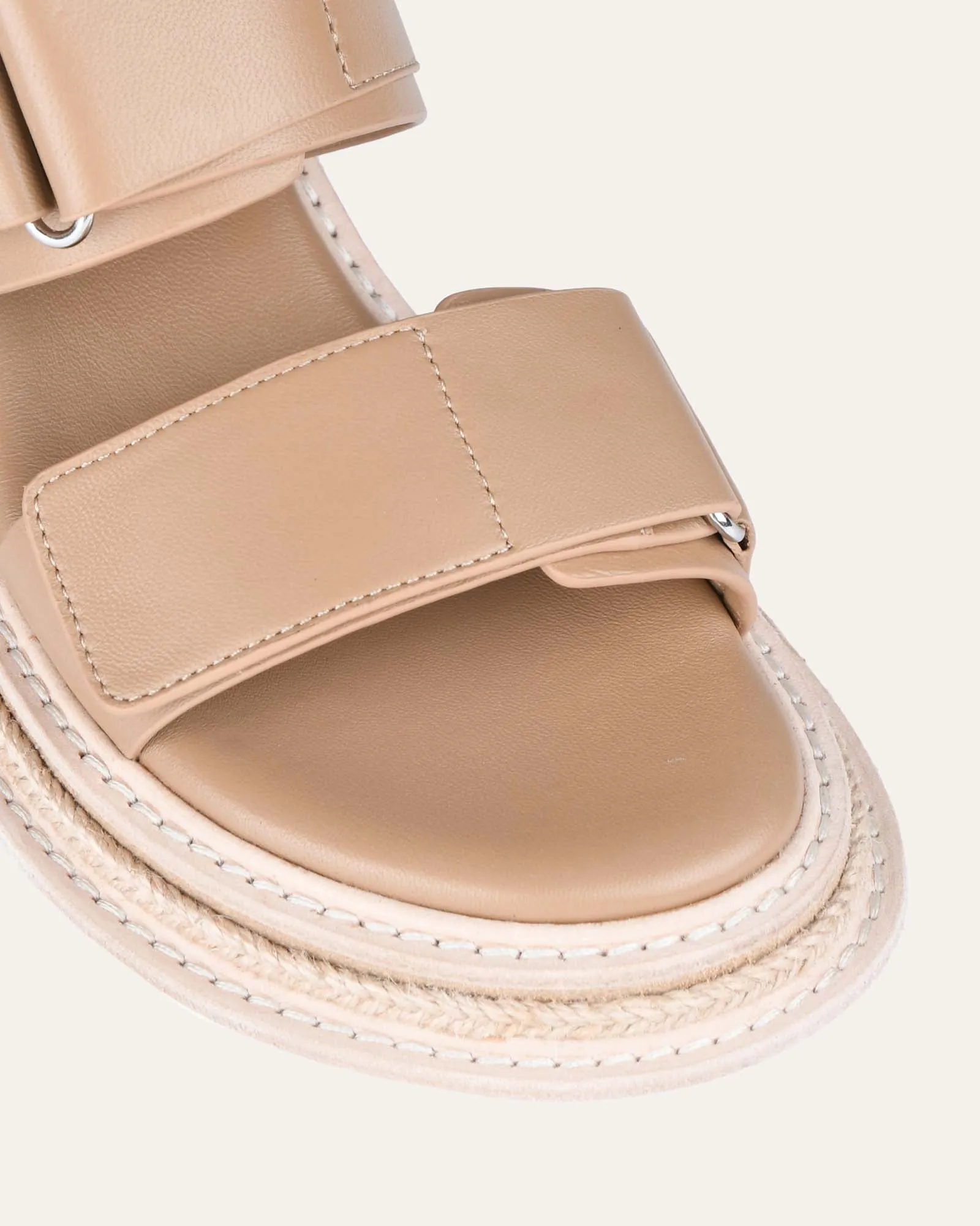 KELSEA MID HEEL WEDGE SANDALS LIGHT TAN LEATHER