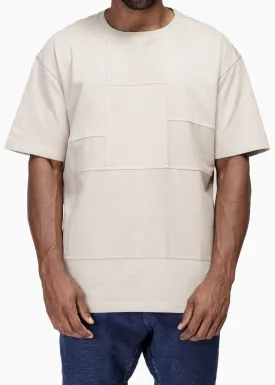 Konus Men's Square Cutout Patterned Tee in Khaki