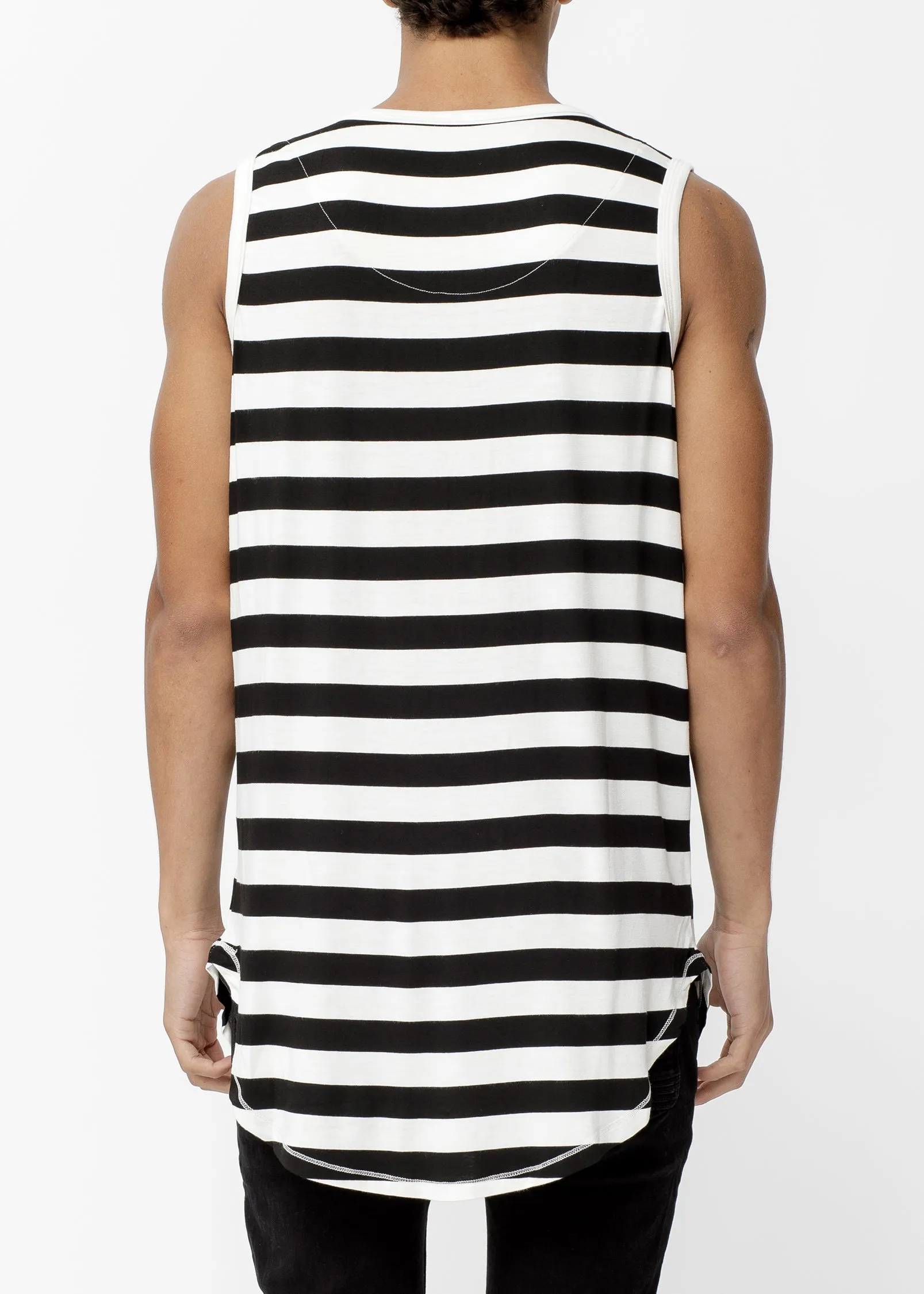 Konus Men's Stripe Tank Top in Black