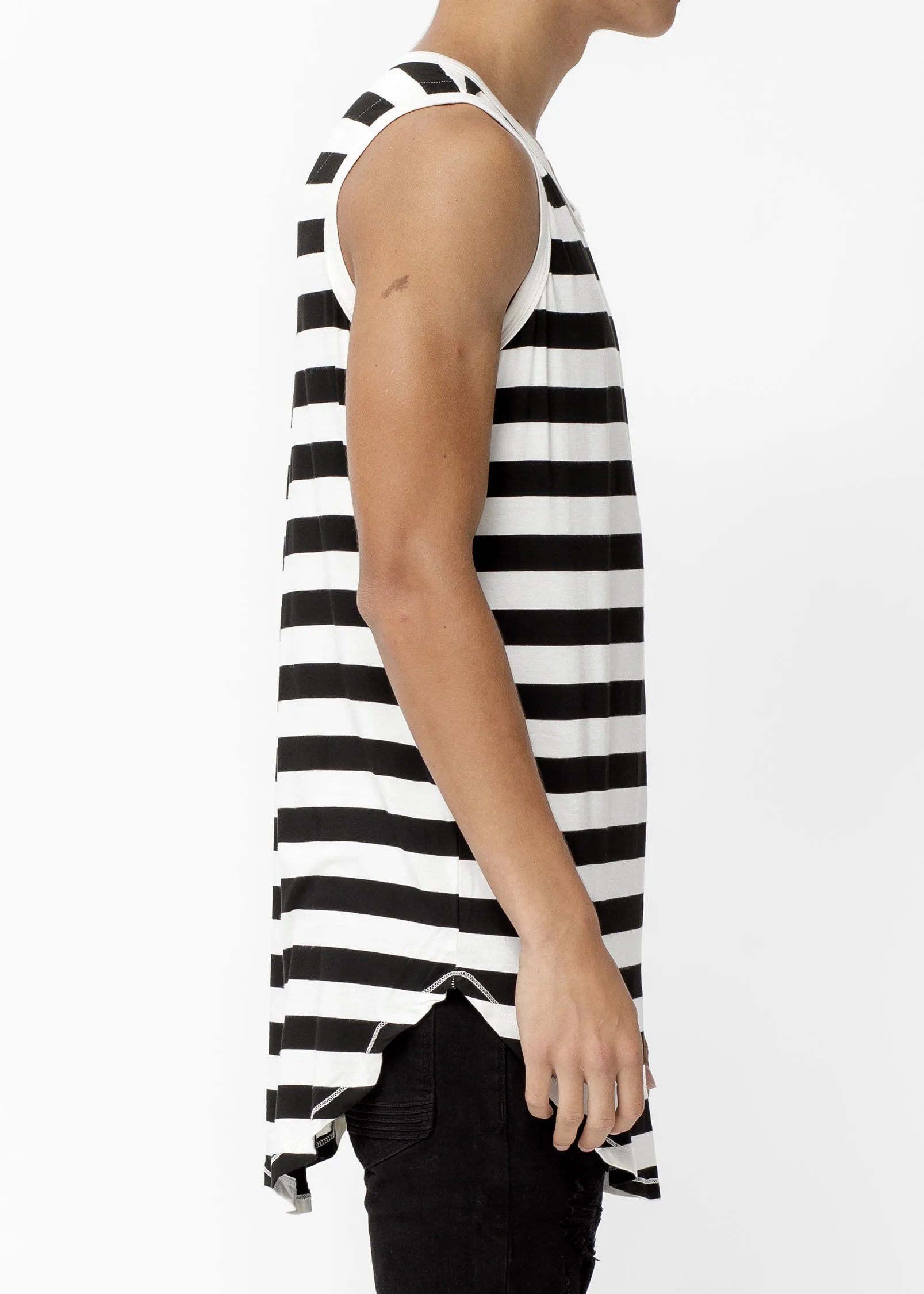 Konus Men's Stripe Tank Top in Black