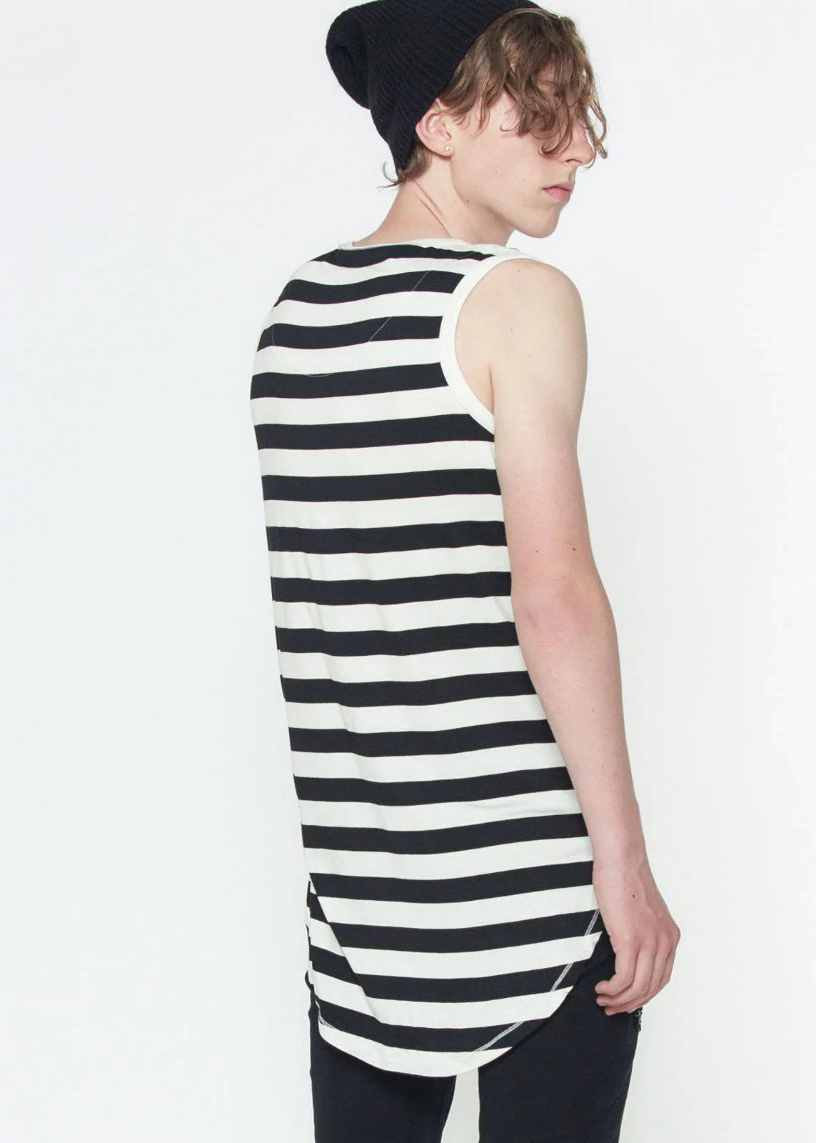 Konus Men's Stripe Tank Top in Black