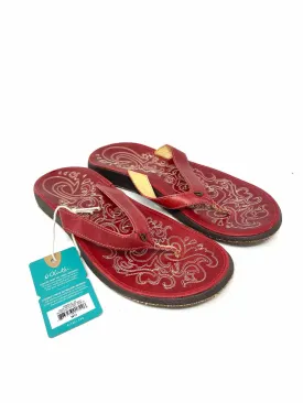 OluKai Size 11 Red Leather NEW Shoes Sandals