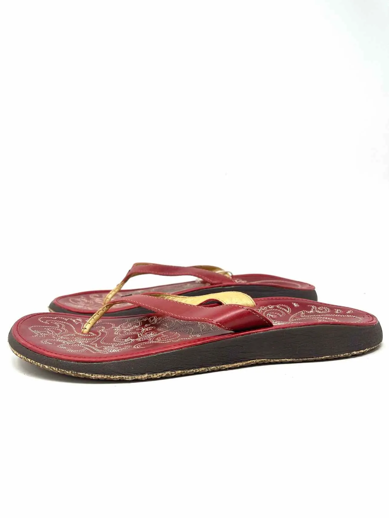 OluKai Size 11 Red Leather NEW Shoes Sandals