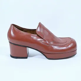 SOLD 70s Mens Leather Platform Disco Shoes 11D