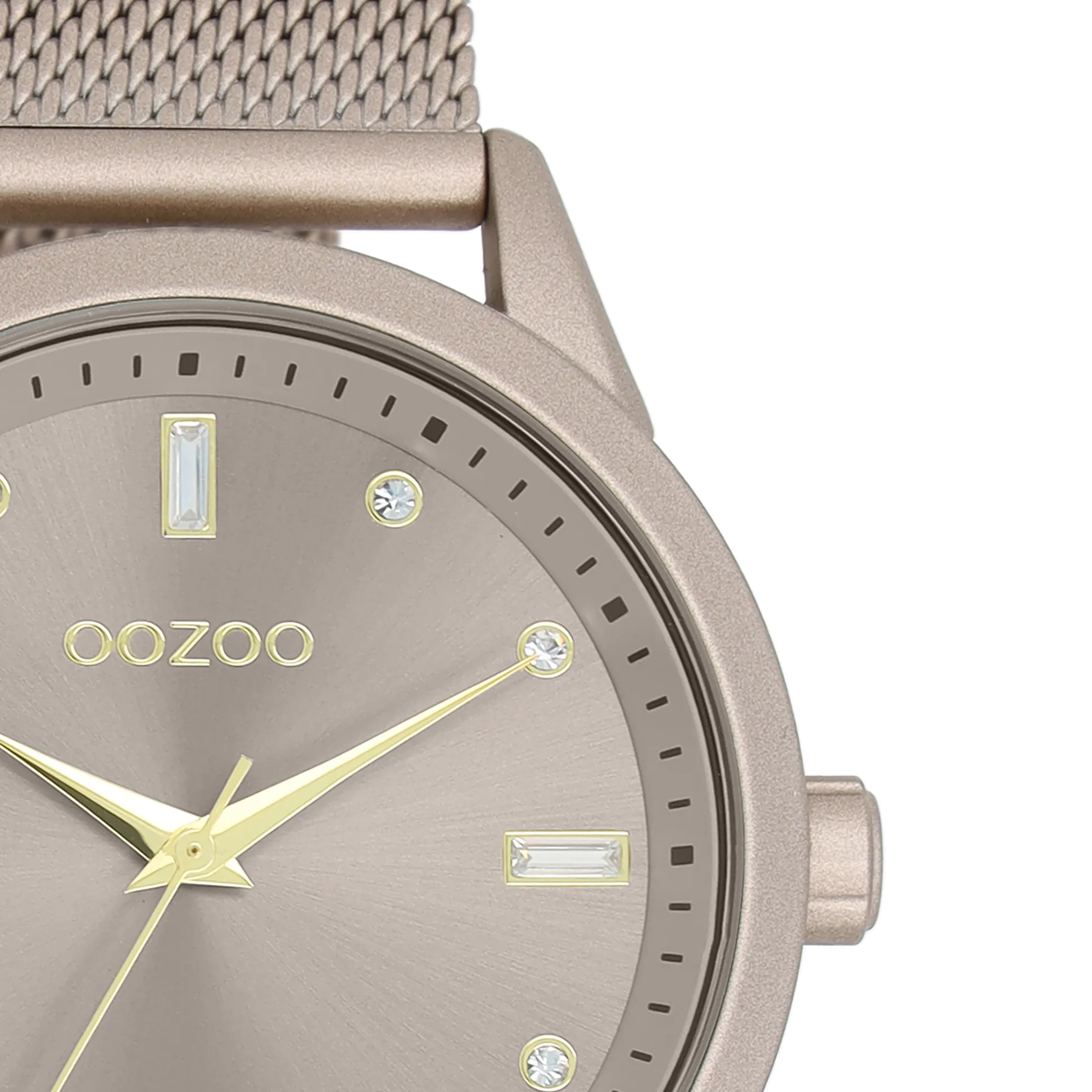 Taupe OOZOO watch with taupe metal mesh bracelet - C11358