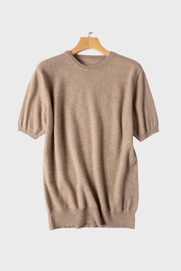 Trendy Short-Sleeve Cashmere Top