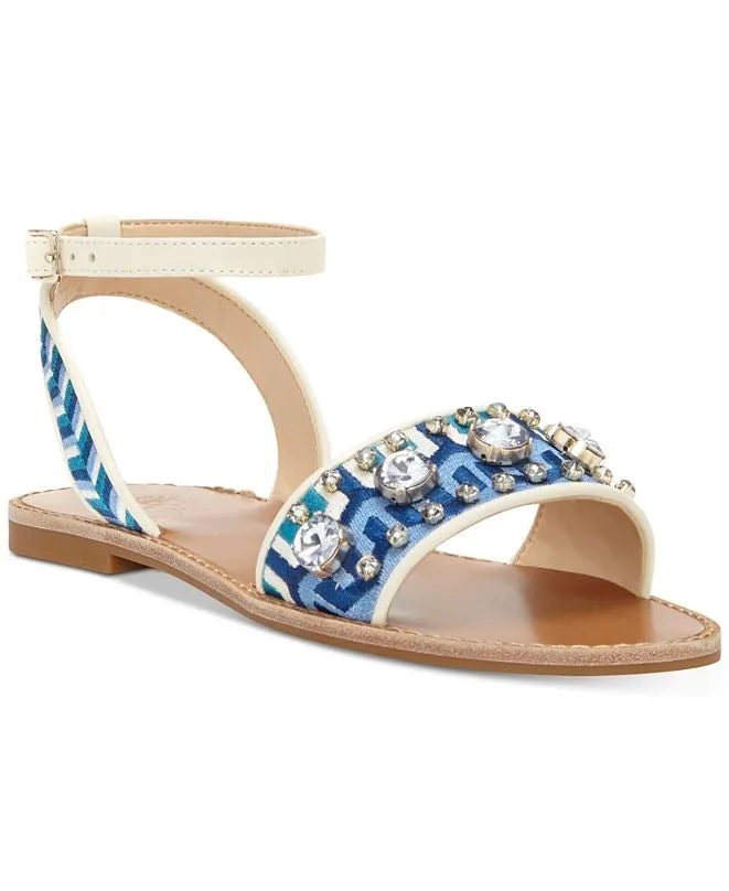 Vince Camuto Embroidered Sandals With Ankle Strap, Size 7.5