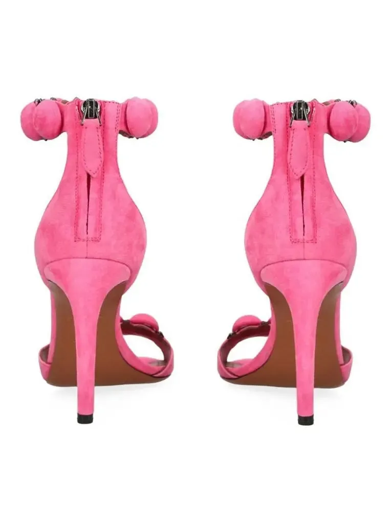 Women’s Bobble High-Heel Sandals in Pink Suede